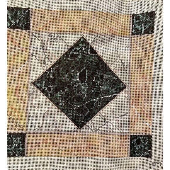 Marble Design Two Needlepoint Canvas Picture Pillow Embroidery Stitchery - Picture 2 of 2